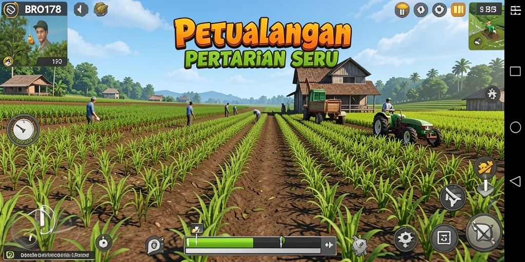 Screenshot gameplay menunjukkan aktivitas bertani yang seru dan interaktif.