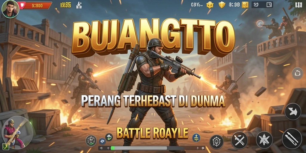Tampilan gameplay seru dari BUJANGTOTO dalam pertempuran Battle Royale.