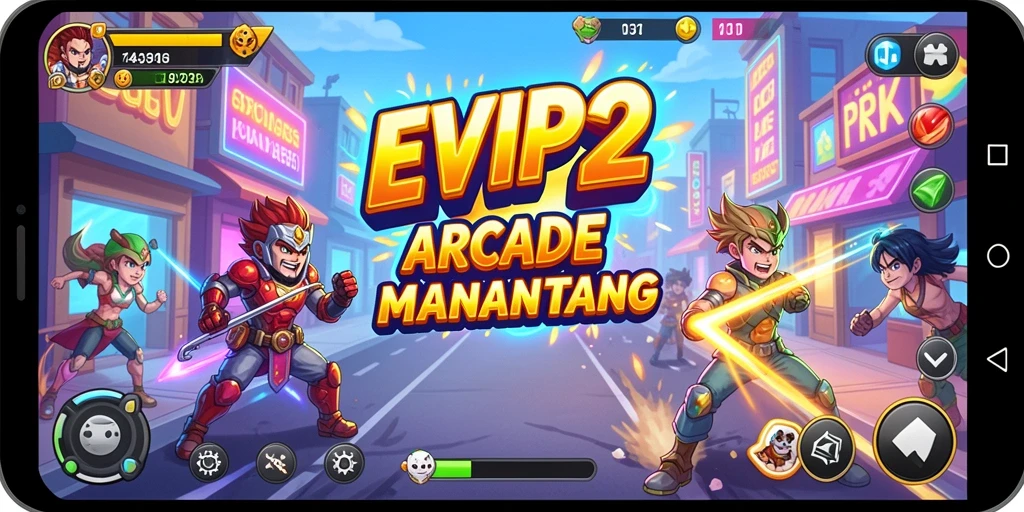 Tampilan gameplay menarik dari EVIP2 dengan grafis warna-warni.