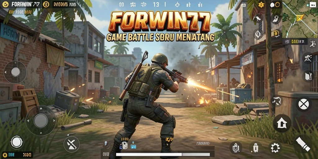 Screenshot dari gameplay Battle Royale yang mendebarkan di FORWIN77.