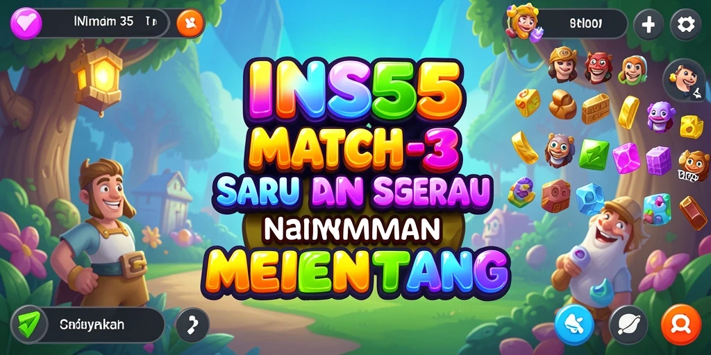 Screenshot utama dari gameplay INS55 yang menampilkan keseruan mencocokkan permata.