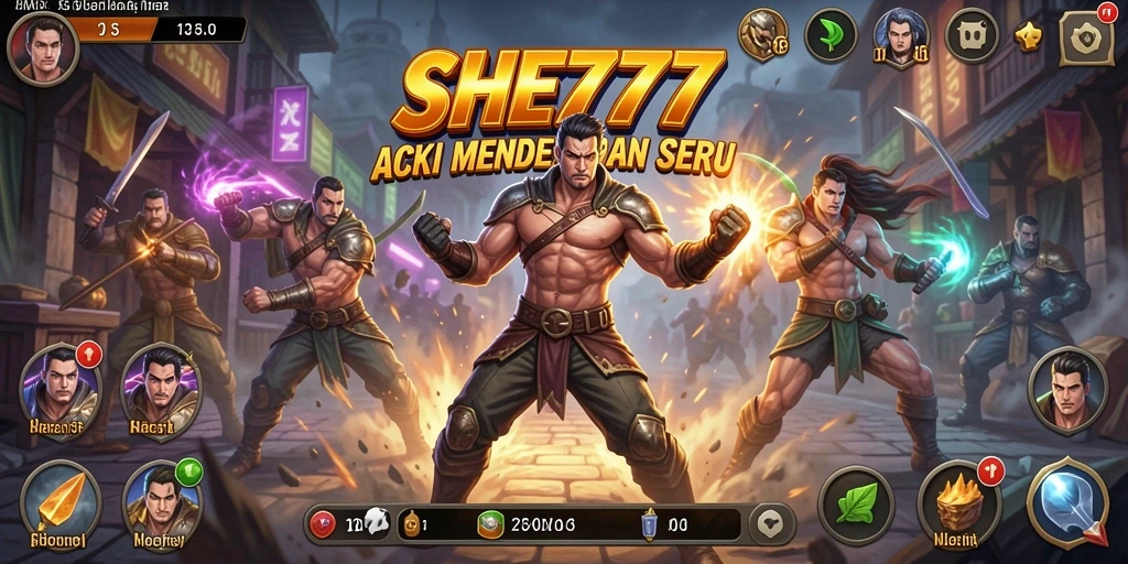Tampilan gameplay SHE777 menampilkan aksi yang mendebarkan dan karakter yang dinamis.