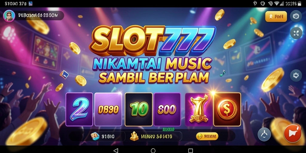 Tampilan gameplay SLOT777 yang mengasyikkan dengan musik yang menggugah semangat.