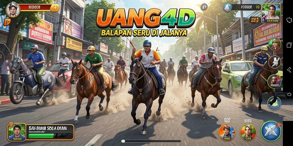 Screenshot menampilkan gameplay balapan UANG4D yang mendebarkan.