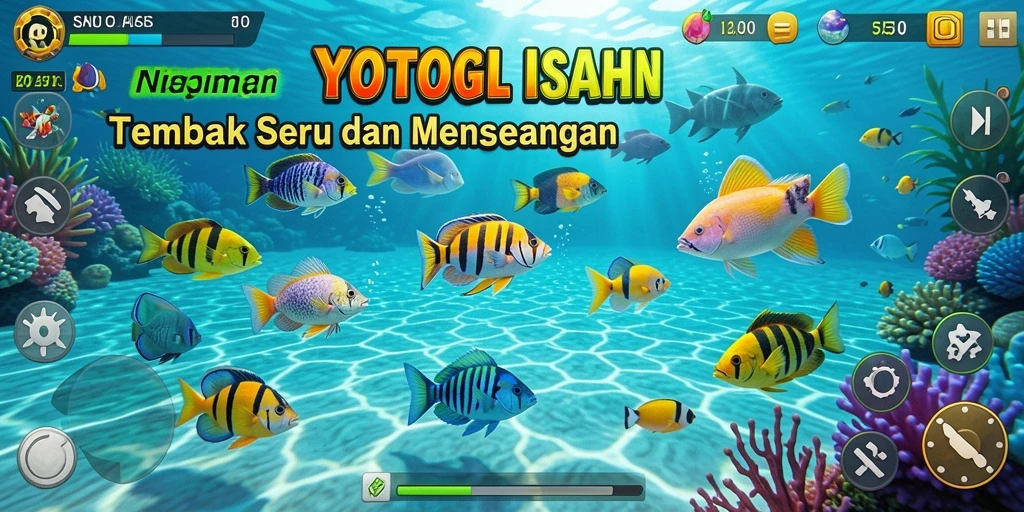 Gameplay YOTOGEL dengan aksi tembak ikan yang seru.